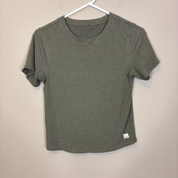 Vuori Tops - Vuori Green Ribbed Short Sleeve Semi Cropped Top Small